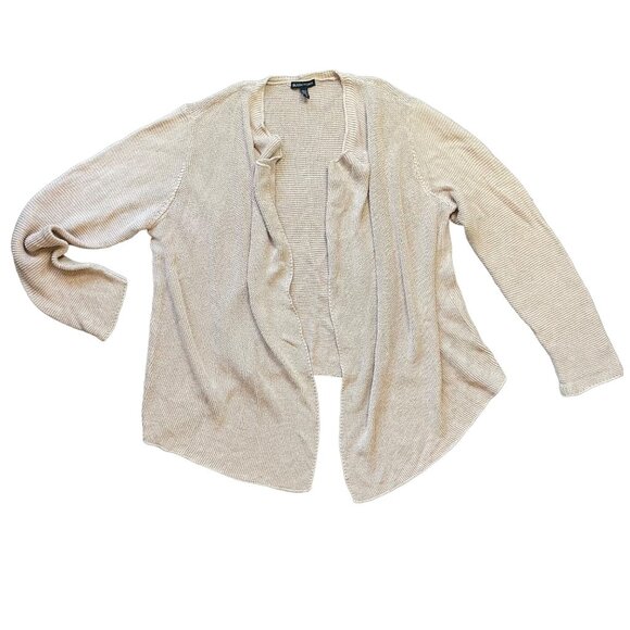Eileen Fisher Open Front Cardigan Sweater Women's‎ Large Organic Linen Waterfall - Picture 1 of 9